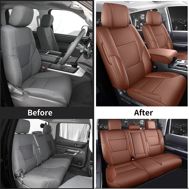 Toyota Tundra Seat Cover Before and After Installation